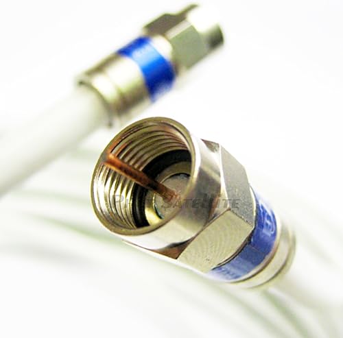Cable coaxial blanco RG6 de 50 pies UL ETL cm CATV Retardante de Fuego Satélite Audio Video Cable con sello de clima Conectores de latón anti