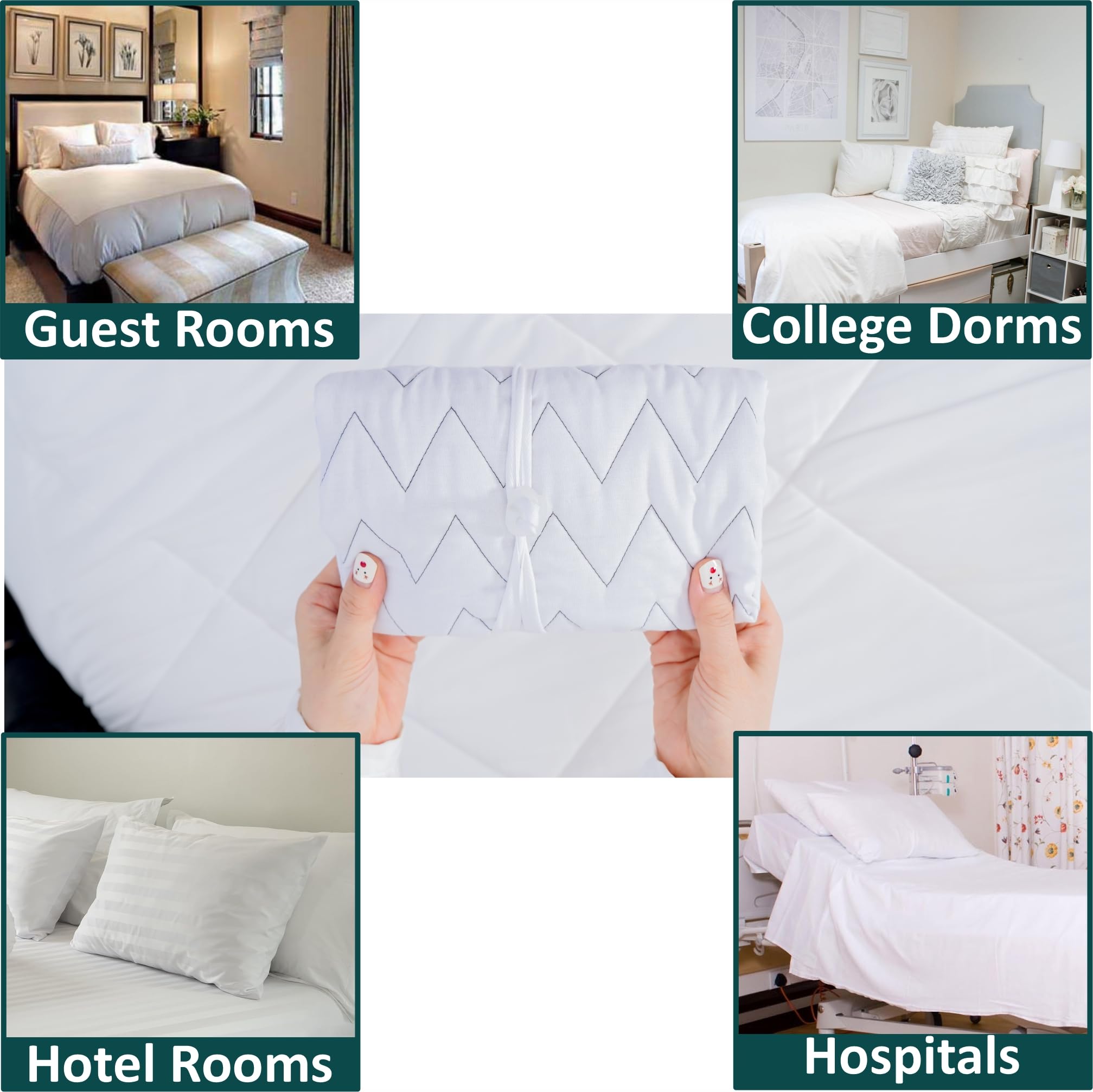 Funda de almohada de algodón acolchado de 250 hilos con banda ajustable (blanco)