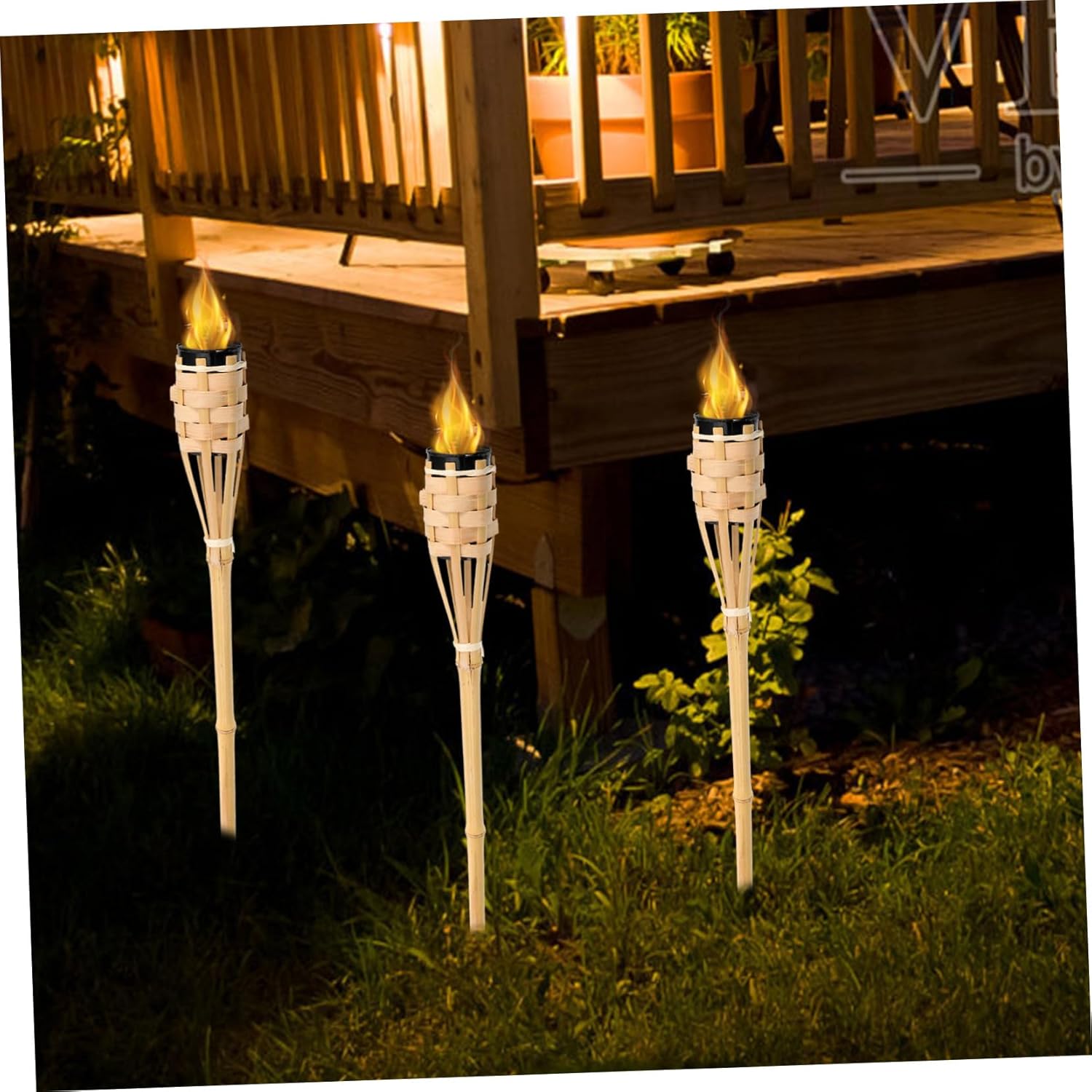 Lurrose 4pcs Torch Light Outdoor Decoration Woven Oil Lamp for Festivals and Parties Easy Installation for Lawn and Garden Use
