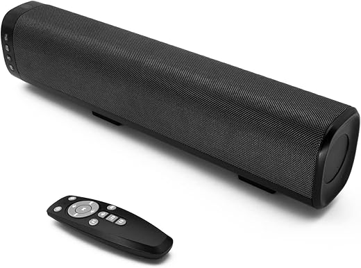 Soundbar, Ikerall Small Sound Bars for TV, Wired and Wireless Bluetooth 5.0 Speaker - 50 watts 3D Surround Sound, 15.7" Mini Sound Bar Audio System for Home Theater/PC/Movie/Gaming/Projectors (Gray)