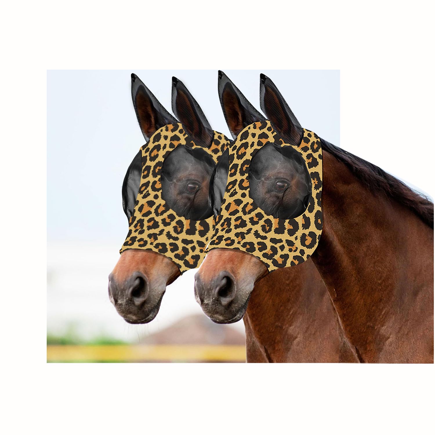 Masque anti-mouches cheval cache-oreilles contre les insectes