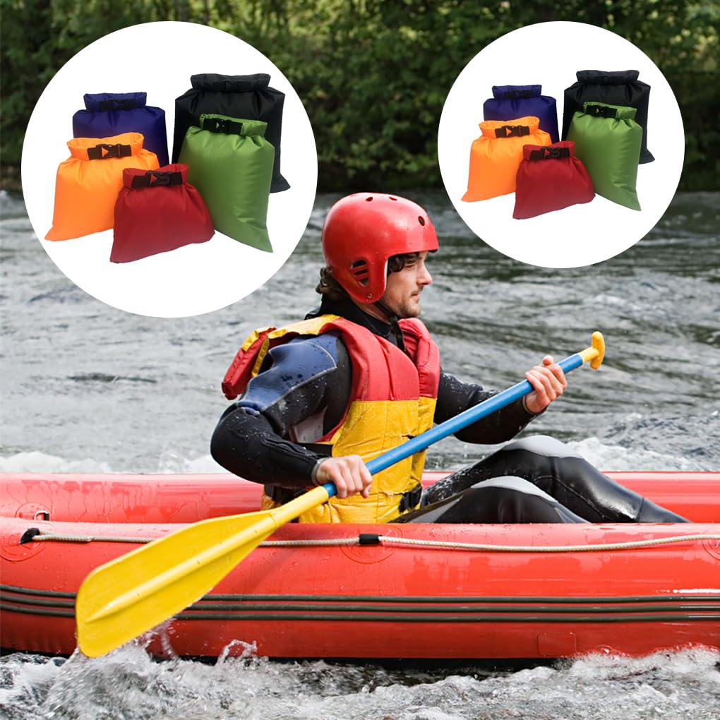 Wasserdichte Trockensäcke für Kajakfahren, Driften, Rafting, Kanu, faltbar, tragbar, Trekking, Schwimmen, Reisesack, gemischte Farben, 3er-Set, 5 Stück