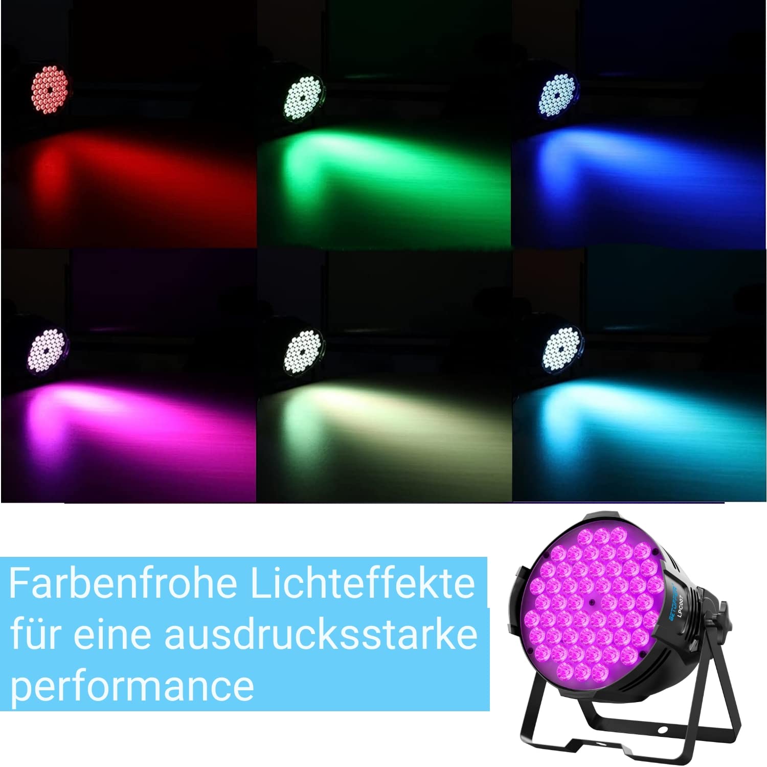 BETOPPER 180W LED Par Scheinwerfer RGB 3 IN 1 Bühnenlicht Discolicht 1P | 54 X 3W Partylicht DMX512 mit Stroboskop LED Strahler für Bühne Club Bar Hochzeit Geburtstag Party Halloween