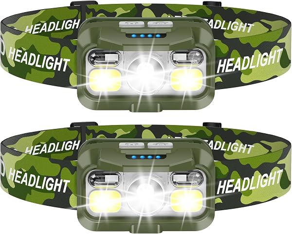 LHKNL Headlamp Rechargeable, Lumen Super Bright Motion Sensor Head Lamp Flashlight, Waterproof LED Headlight with White