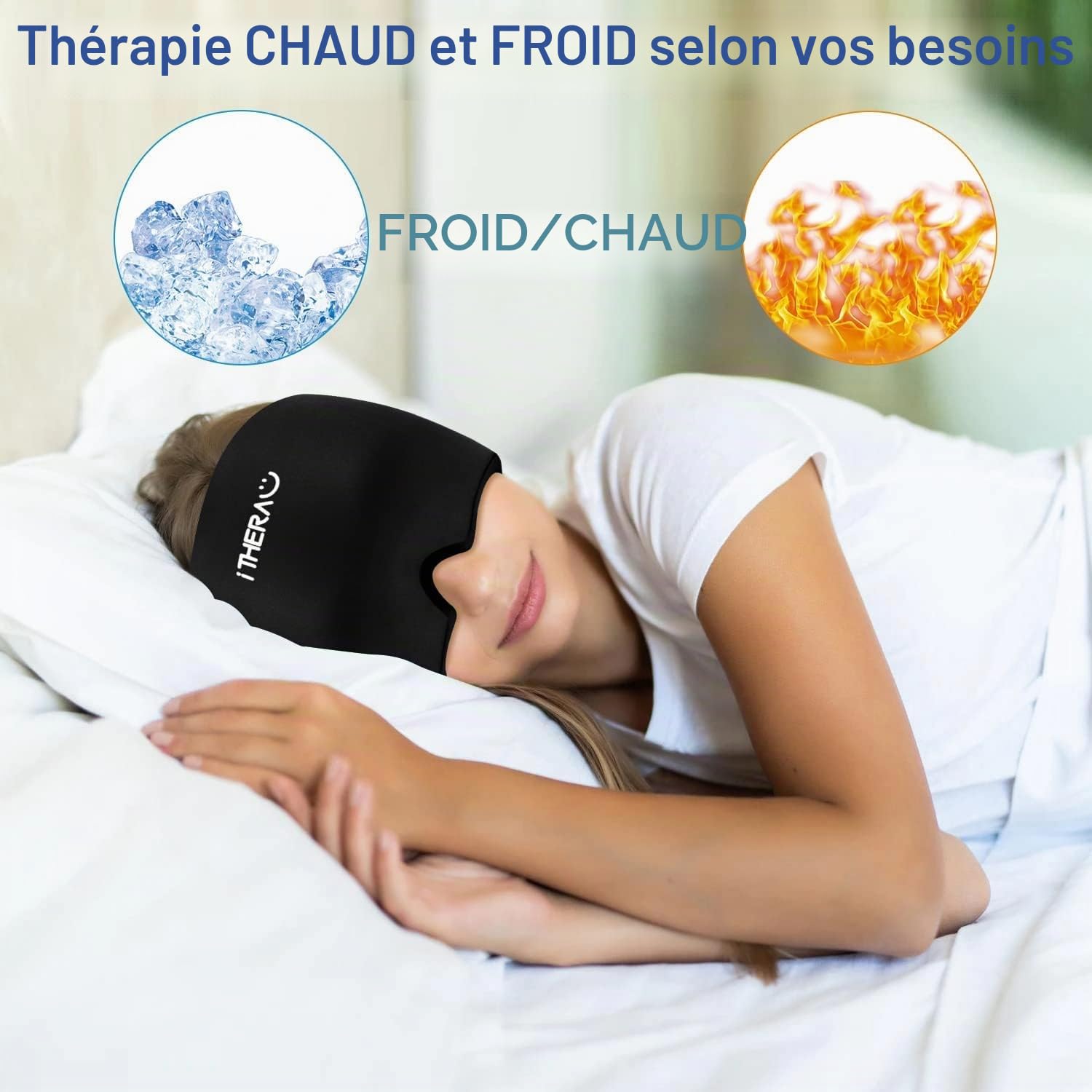 I-THERA-U Bonnet Migraine Relief Cap - 360° Surround Complet Masque Migraine Froid, Réutilisable Migraine Miracle Bonnet, Masque Anti Migraine Bandeau Migraine pour Maux de Tete et Migraine
