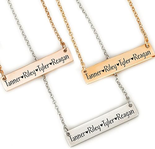 Emily - Collar de barra con nombres para niños, collar personalizado para mamá, joyería para el día de la madre, regalo para el día de la madre,