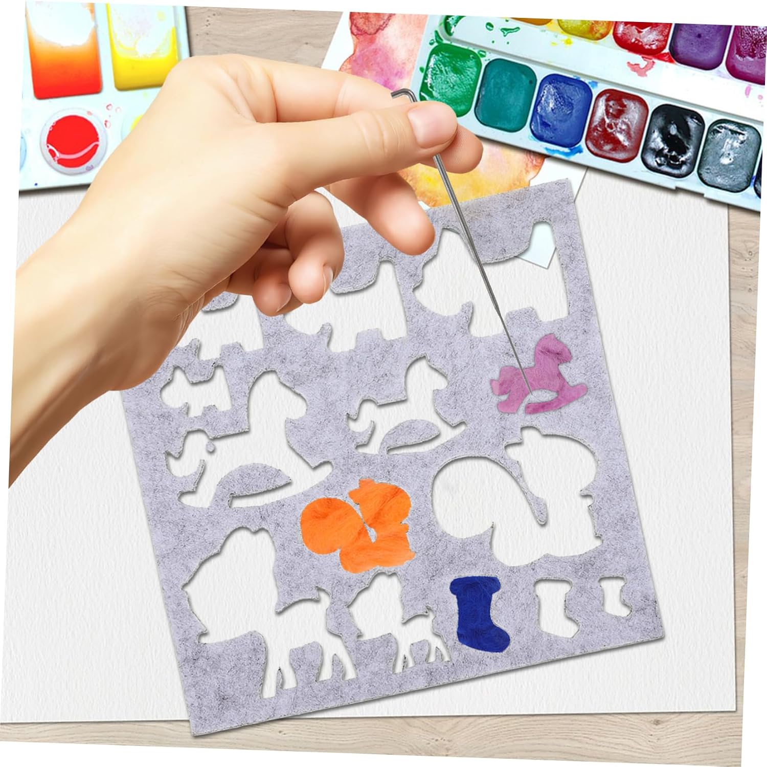 TEHAUX Needle Felting Kit Felting Template DIY Craft Stencils for Wool Applique Easy to Use