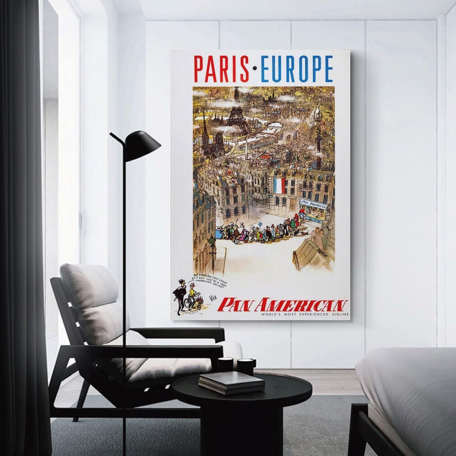 Junmoney Paris Travel (2) Canvas Wall Picture 16x24inch(40x60cm), for Study, Office Or Focused Interiors, Home Office Artwork with Decorative Appeal