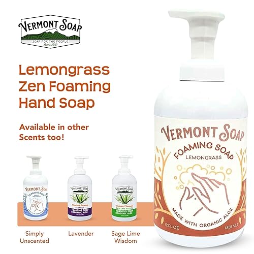Miniatura 53 de VERMONT SOAP Jabón de manos espumoso de lavanda orgánica, jabón hidratante natural para piel seca, jabón líquido de manos de baño sin fragancia