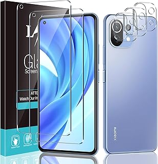 LϟK 5 Pezzi Pellicola Vetro Temperato per Xiaomi Mi 11 Lite 5G&4G - 2 Pezzi Schermo Pellicola + 3 Pezzi Fotocamera Posteriore Pellicola - Senza Bolle HD Schermo Protettivo con Kit D'Installazione