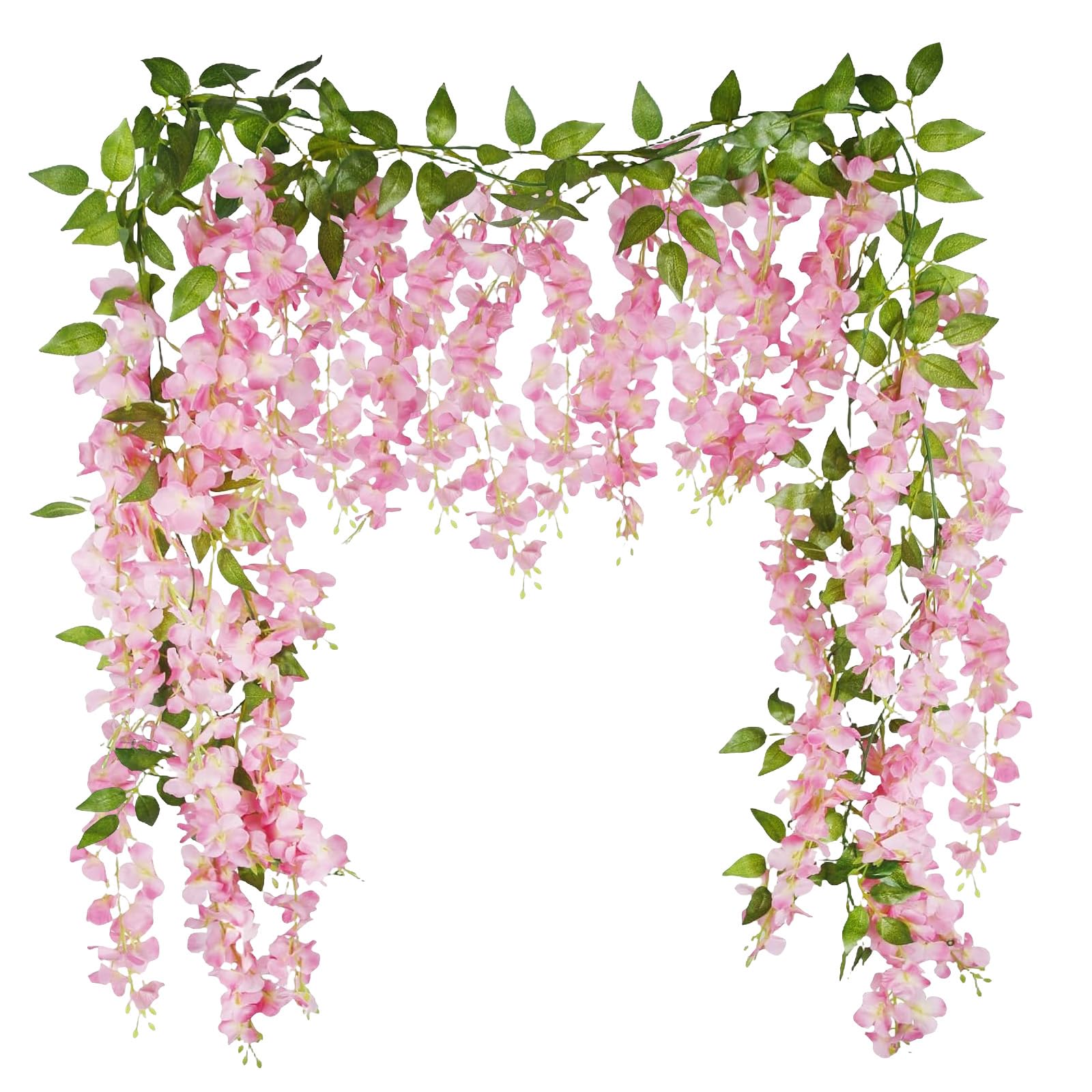 NYHWBI 2PCS Artificial Wisteria, Fake Wisteria 180cm Flower Arch Artificial Hanging Pink Wall Flowers Garland Decoration for Wedding Party Garden
