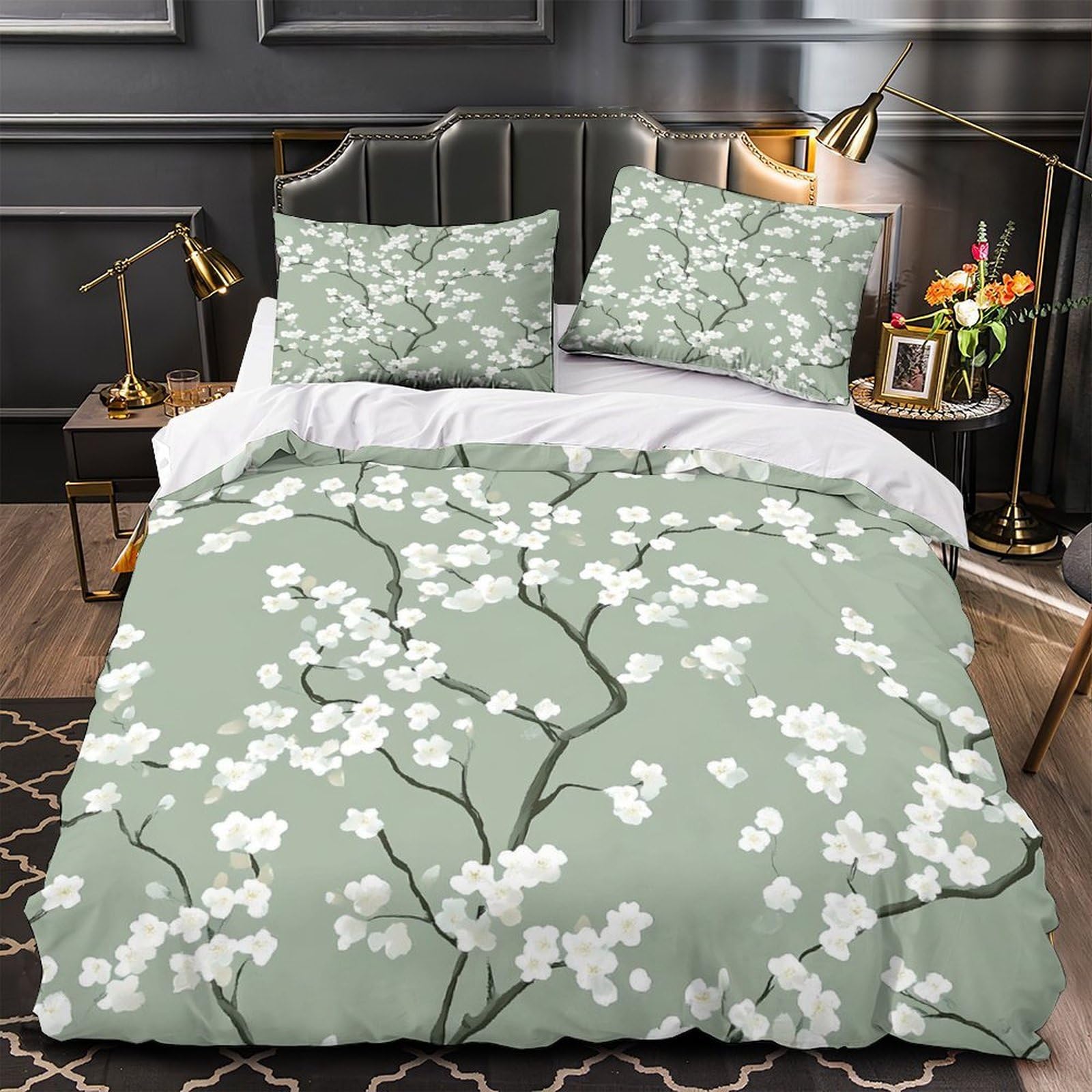 Housse de couette ultra douce 140x200 parure lit microfibre de qualité supérieure fleurs