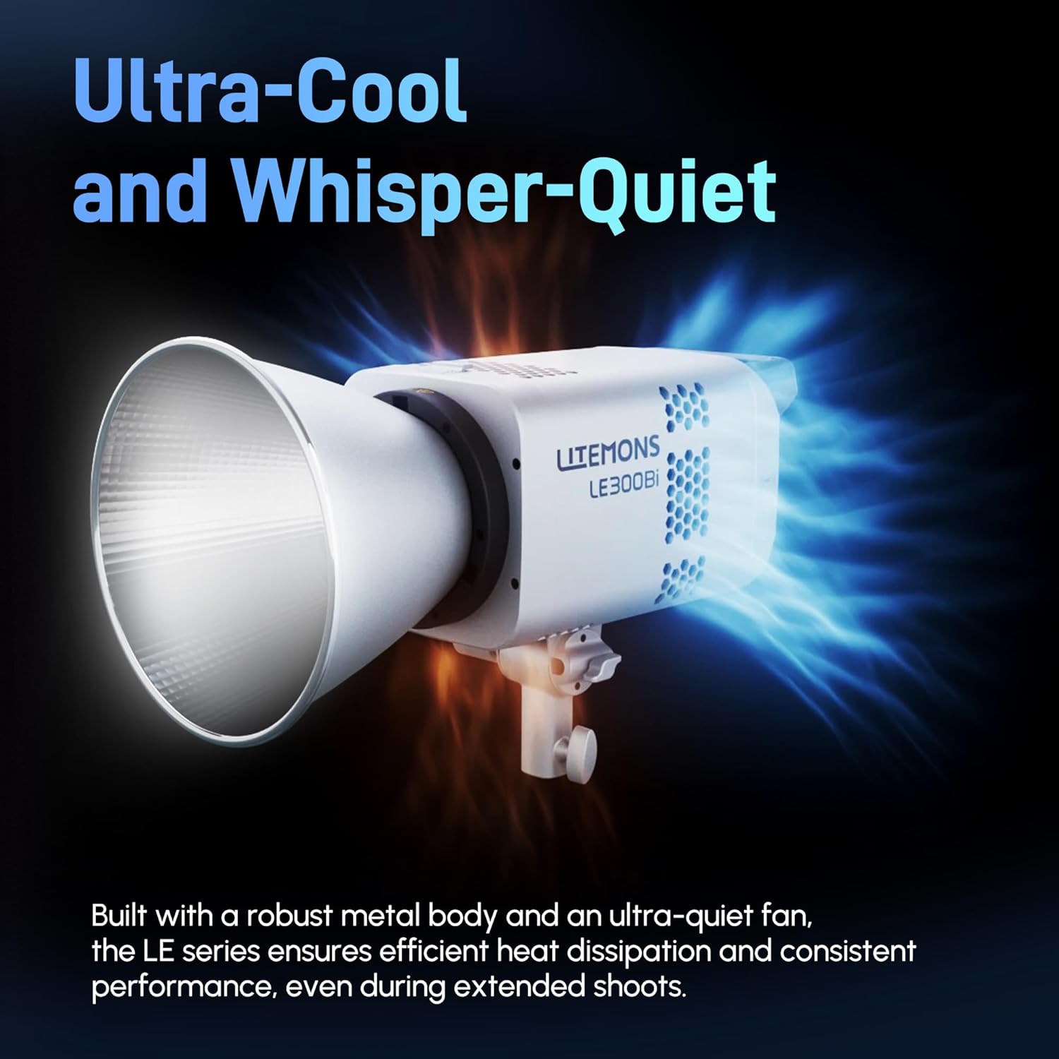 Godox Litemons LE300Bi COB Led Video Light,320W Power,2800-6500K CCT,58900 Lux@1m,Bowens Accessory Mount,Wired DMX/RDM,Bluetooth for Studio Photography Video Recording Live Streaming (Black)