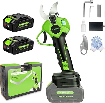 Cordless Electric Pruning Shears, 1.6-Inch Cutting Diameter Battery Powered Pruner with LCD Display, 900W Brushless Motor, 2 x 2.0Ah Batteries for Garden Branch Cutting