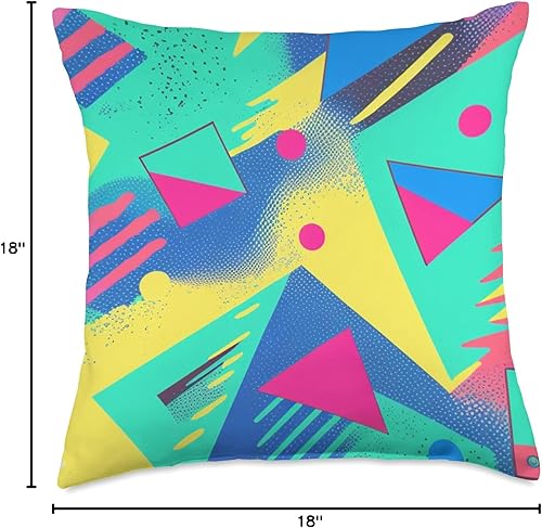 Miniatura 4 de 90s Retro Style Aesthetic Nostalgia Gifts by Akima Almohada geométrica abstracta de los años 80 y 90 con patrón de Memphis gráfico, de moda, 18 x 18
