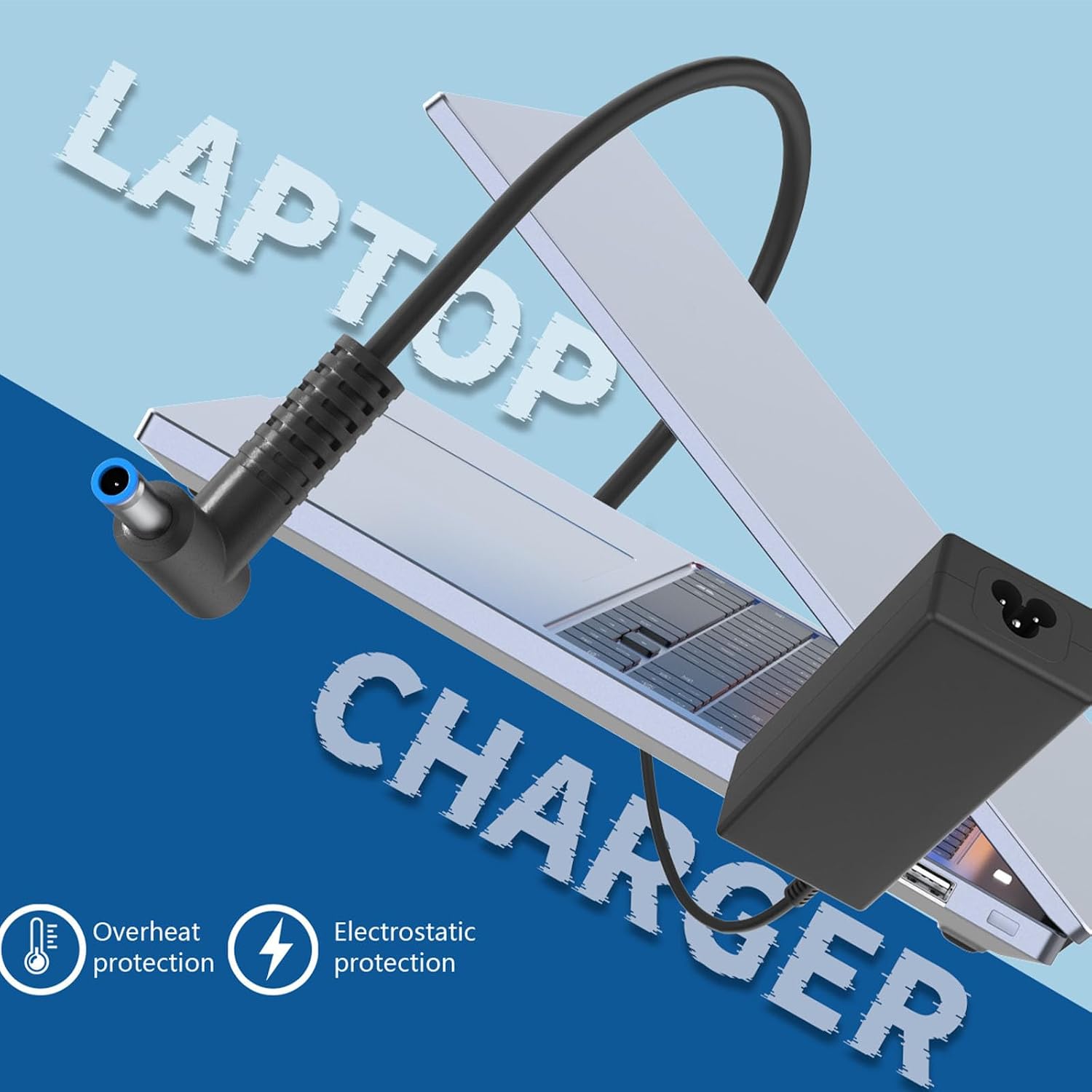 45W 19.5V 2.31A 741727-001 L25296-001/002/003/004 213349-109 TPN-CA14 TPN-LA15 Laptop Charger Compatible with HP Pavilion 15 14 13 11 Notebook Stream 14 13 11 Envy X360 Blue Tip Adapter Power Cord