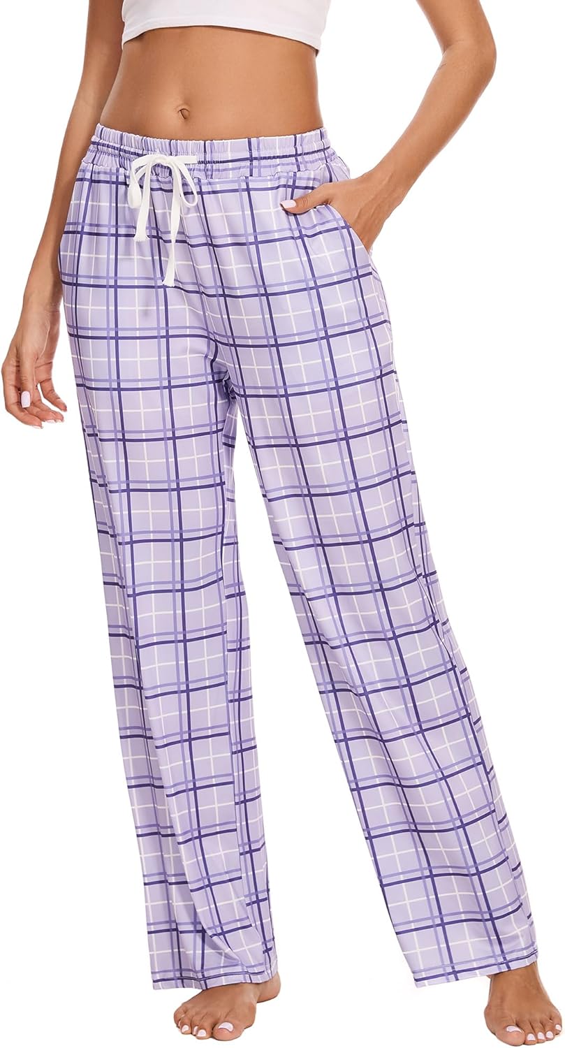 Womens Pajama Pants Plaid Sleep Lounge Pj Bottoms With Pockets - Image 3