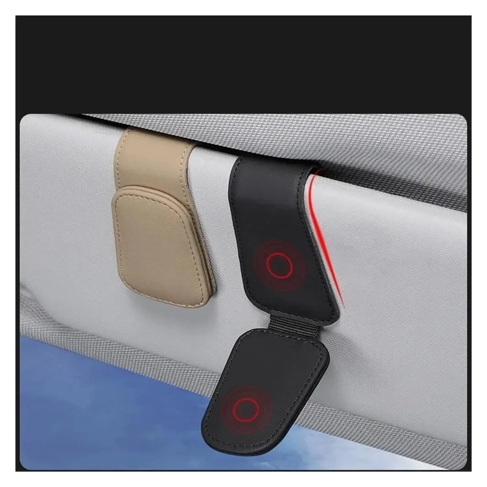 Porta Occhiali per Auto per Clip per Gancio per Occhiali in Pelle con Visiera Parasole Automatica Universale Porta in Portaoggetti Magnetico Multifunzione(Brown)