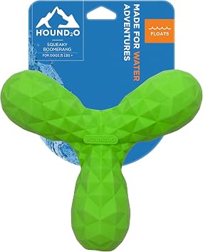 Playology HOUND2O Dog Toys | Squeaky Boomerang Floating Outdoor Toy for Dogs | Bright Green Dog Fetch Toy with Squeaker
