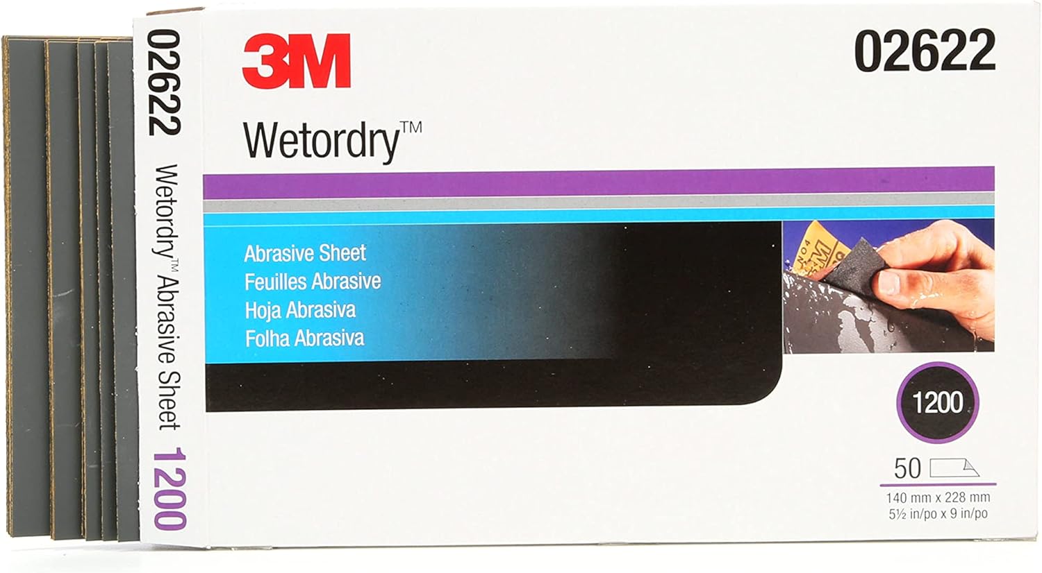 3M Wetordry Abrasive Sheet 434Q, 02622, 1200, 5 1/2 in x 9 in, 50 sheets per carton