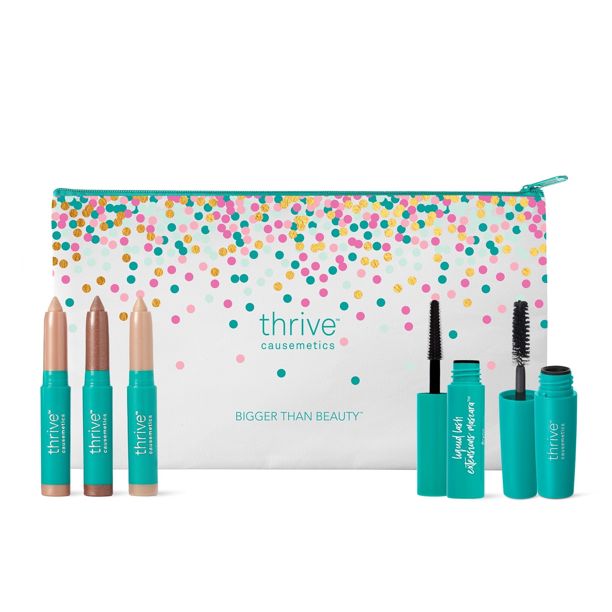 Thrive Causemetics Mini Makeup Essentials, Gift Set for Women, Deluxe Mini Liquid Lash Extensions & Volumizer Mini Mascaras, Brynn (Rich Black), Mini