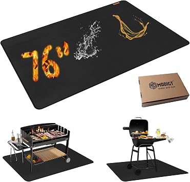 MODIGT Large 76"52" Under Grill Mat for Outdoor Grill,Double-Side Fireproof & Heat-Resistant Outdoor Grill Mat,Protective Mat for Patio,Courtyard,Tabletop