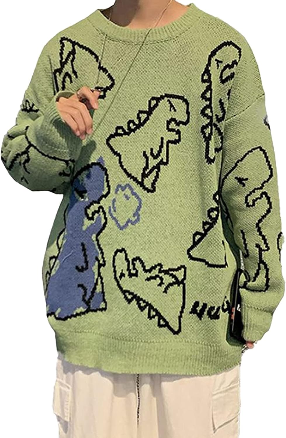 Damen Kawaii Dinosaurier Print Cardigan Pullover Langarm V Ausschnitt  Japanischer Harajuku Stil Oversize Pullover Pullover Pullover, 01 black, S  : Amazon.de: Fashion
