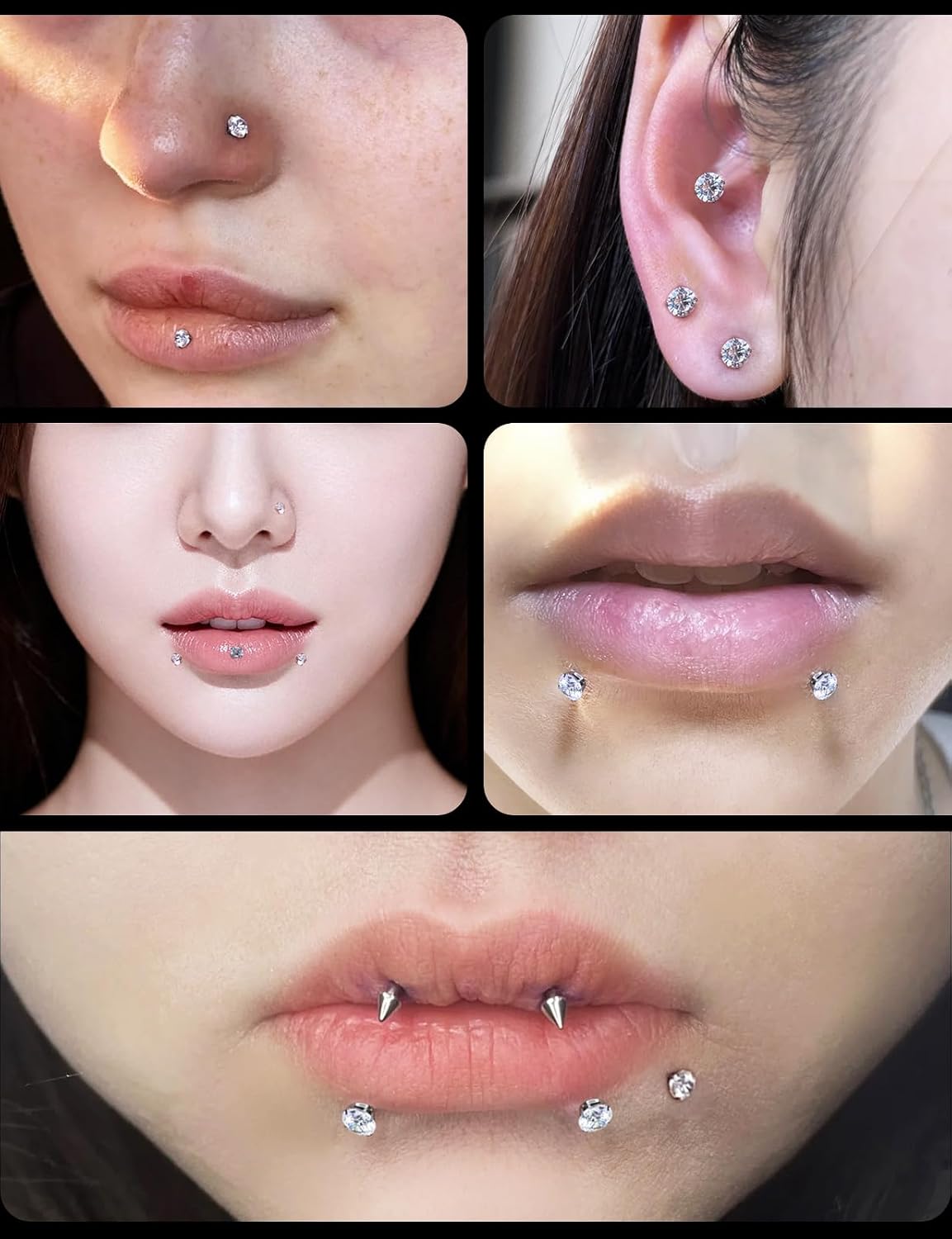 16G Medusa Piercing Jewelry Surgical Steel Labret Jewelry Monroe Lip Rings Different Size Tragus Nail Conch Cartilage Helix Earring Stud Bar Length 6mm 8mm 10mm 12mm