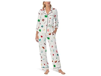 Kate Spade New York 3/4 Sleeve Brushed Jersey Long PJ Set Women