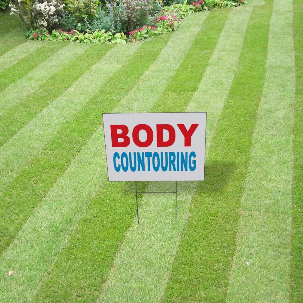 Fastasticdeals Weatherproof Yard Sign Body Contouring Red Blue Lawn Garden Salon & Spa 18x12 Inches 2 Sides Print