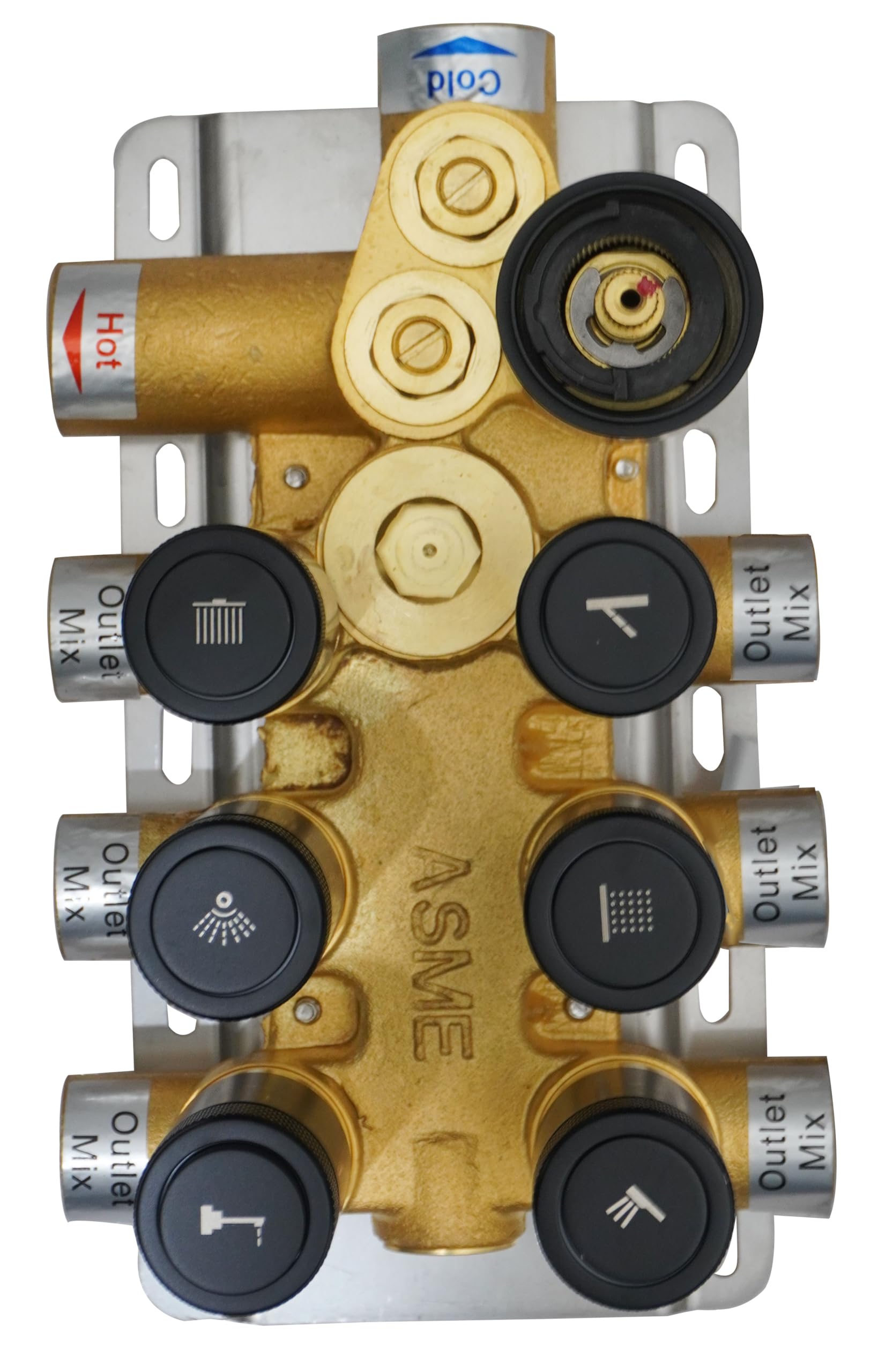 Aquieen Thermostatic Diverter with Push Button & Flow Control (Matt Black, 6 Way) 2