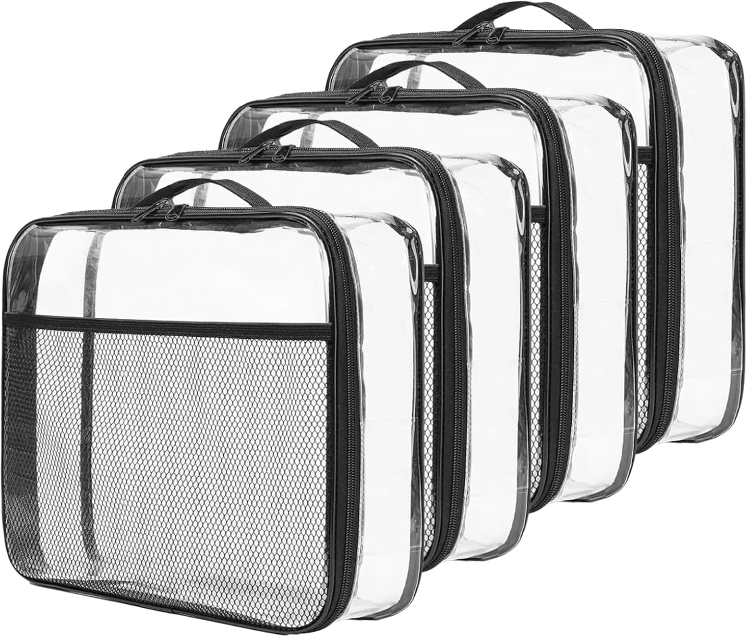 4 Pcs Waterproof Clear Toy Bags, Zipper Organizer Storage Containers With Mesh Pockets And Handles, Travel And Room Organizer