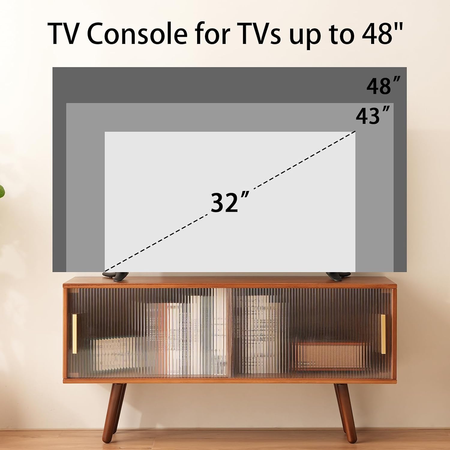 Bamboo TV Stand Entertainment Center, Mid-Century Modern Television Stand for 50-55 inch TVs, Rustic Brown Media Console Table, Open Storage Shelves for Living Room, Bedroom and Home Decor - Image 6