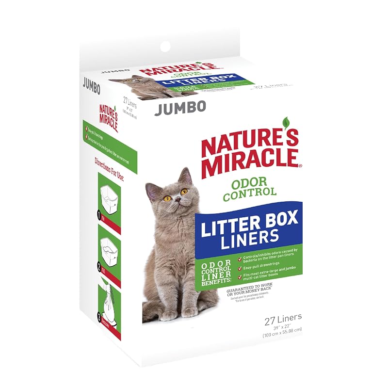 Forros para Caixa de Areia de Gatos com Controle de Odores Nature's Miracle Jumbo, Pacote com 27