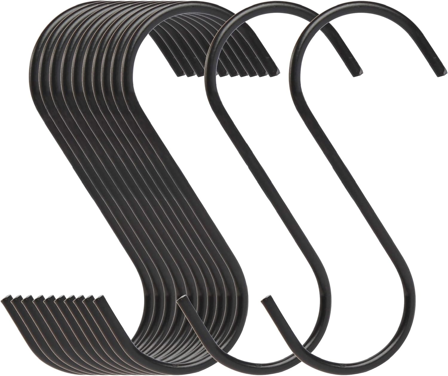 Lysas Stainless Steel Heavy-Duty S Shaped Hooks Hangers for Kitchen, Bathroom, Bedroom and Office (20-Pack,Black Color): Office Products