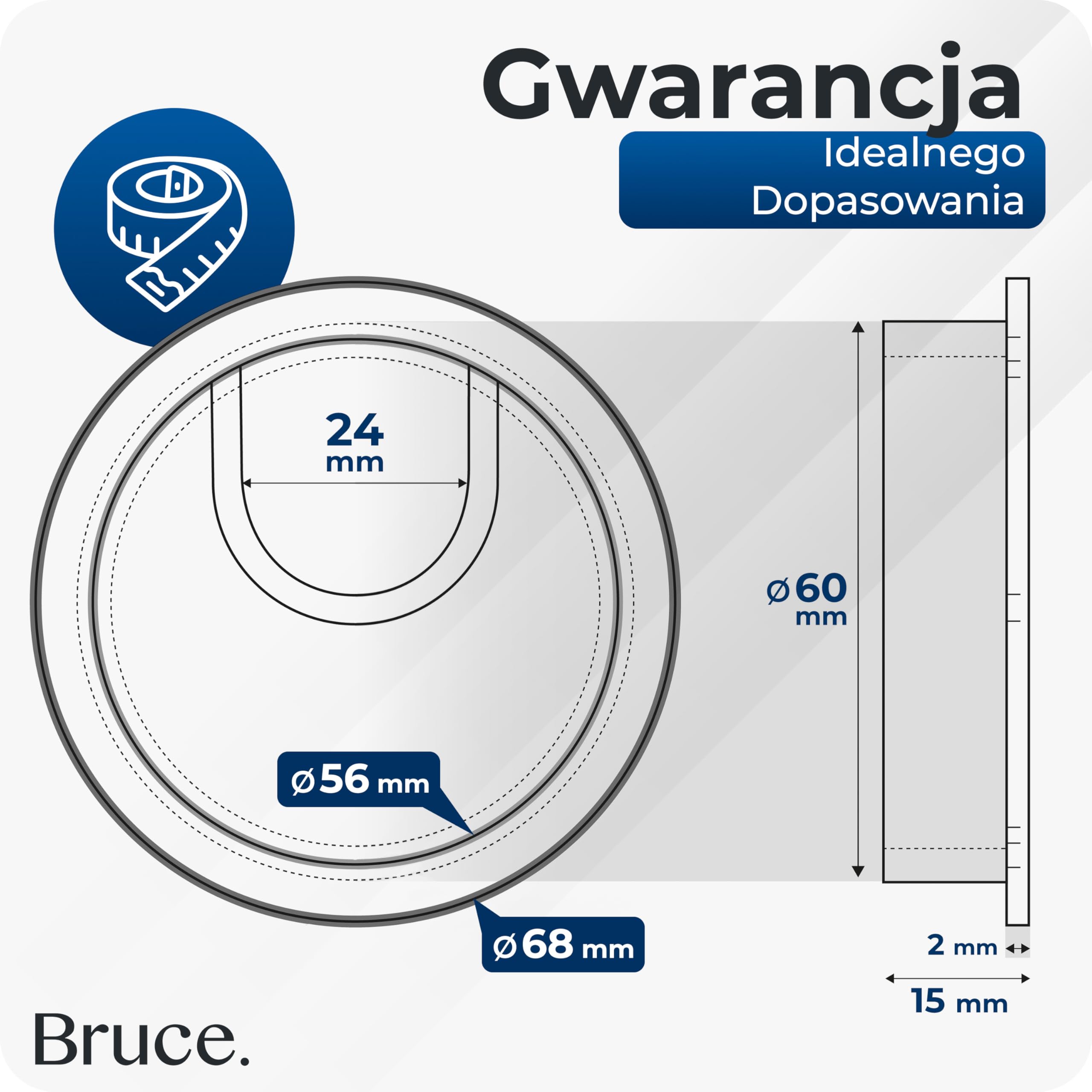 BRUCE.® Premium przepust kablowy z metalu [2 kawałek, Czarny] - Przepust kablowy na biurko ø 60 mm - z 2 Różnymi Opcjami Dyfuzora - Dla większego porządku na biurku w miejscu pracy