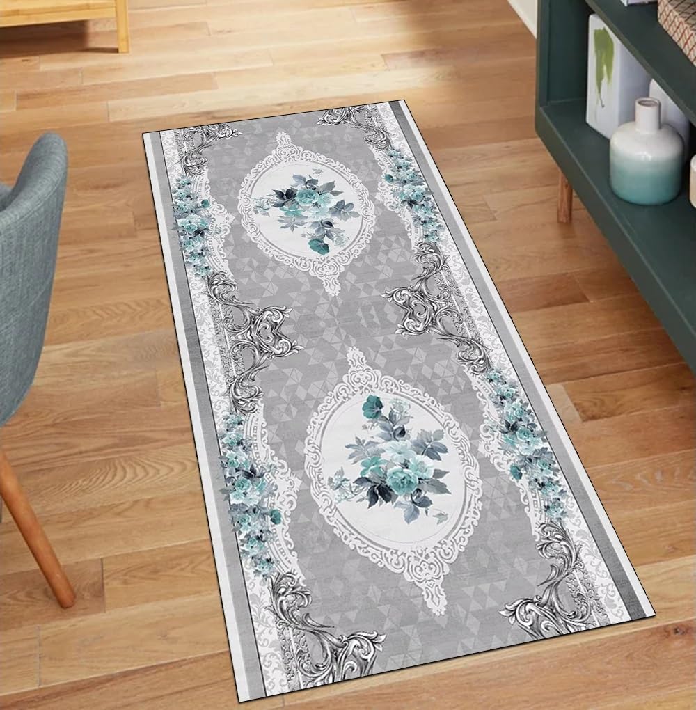 Alfombra para pasillo de 90x120 cm lavable larga antideslizante gris para hogar