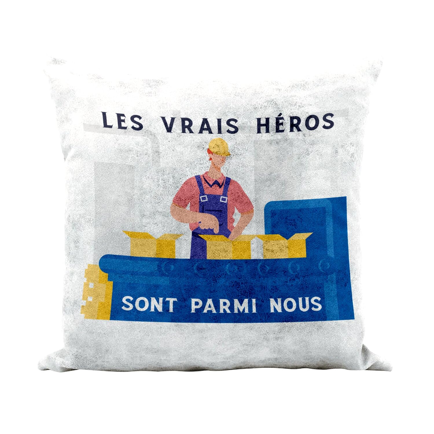Coussin similicuir blanc toucher cuir haut de gamme Les Vrais Héros 40x40 cm