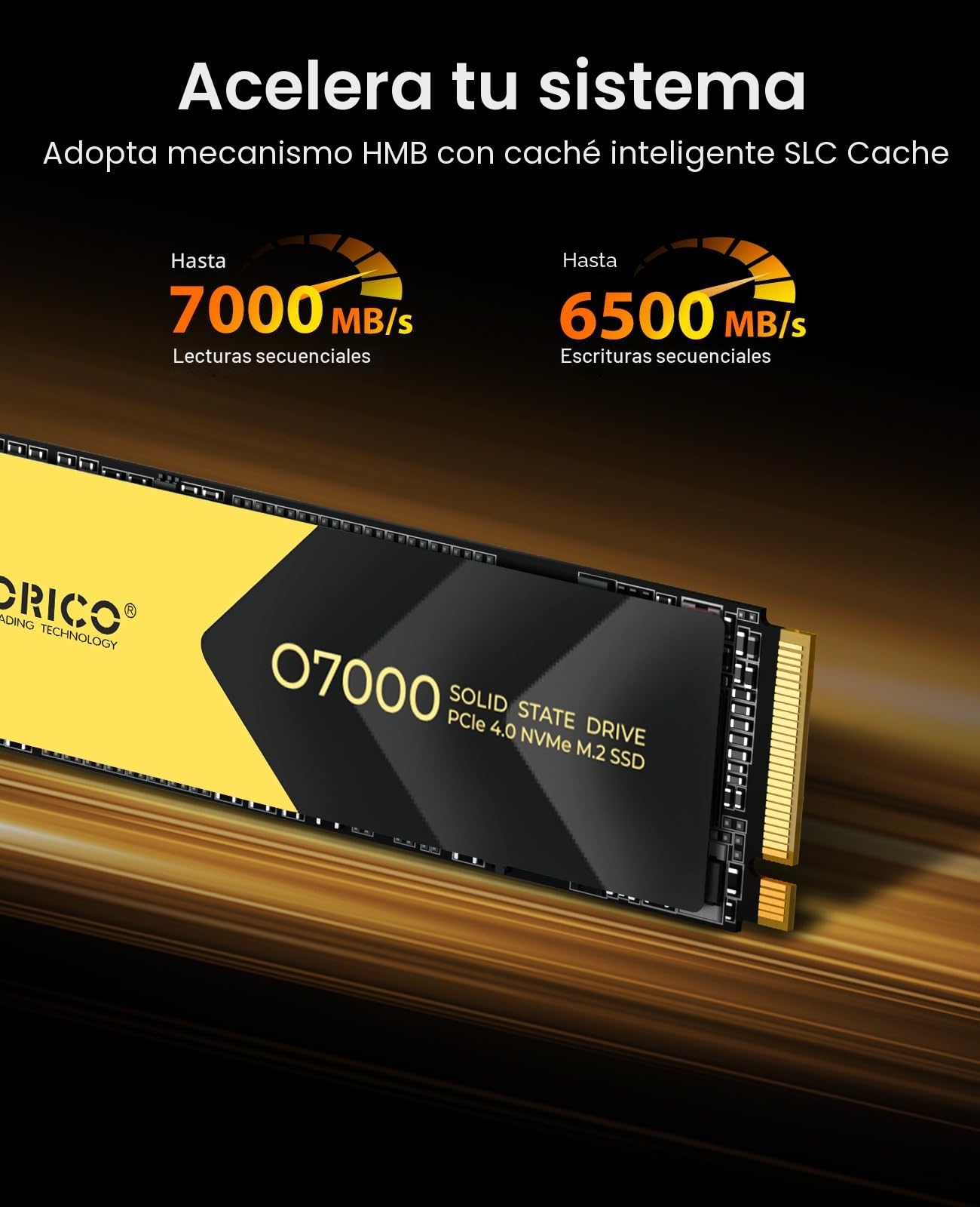 ORICO M2 SSD 4TB, NVMe SSD M.2 con Disipador, PCIe 4.0 x 4, hasta 7000MB/s, SLC Cache 3D NAND, M.2 2280 SSD Interna para PS5, PC de Sobremesa y Portátiles-O7000