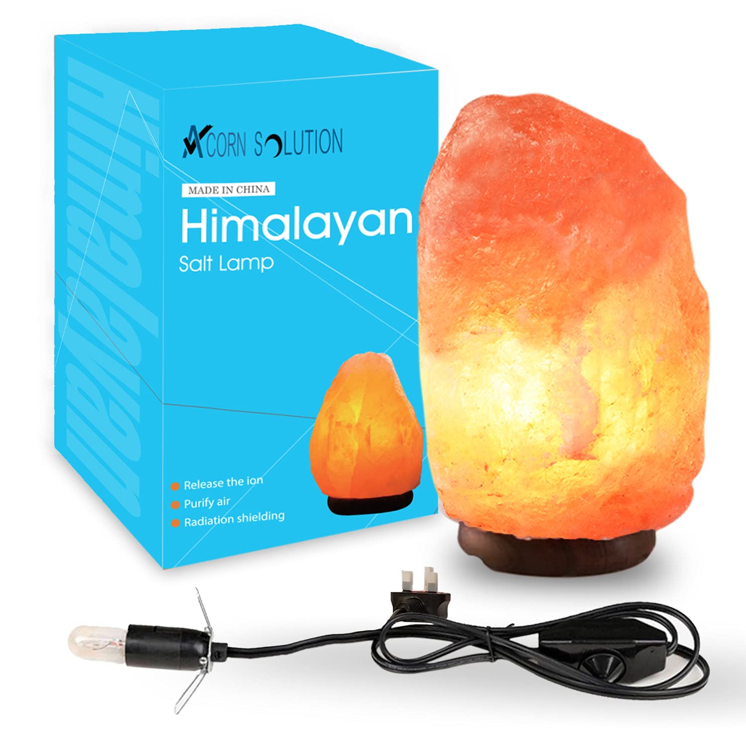 AcornSolutionHimalayan Natural Pink Salt Lamp All Natural and Handcrafted with Wooden Base Premium Quality 100% Crystal Lamp (2-3kg)