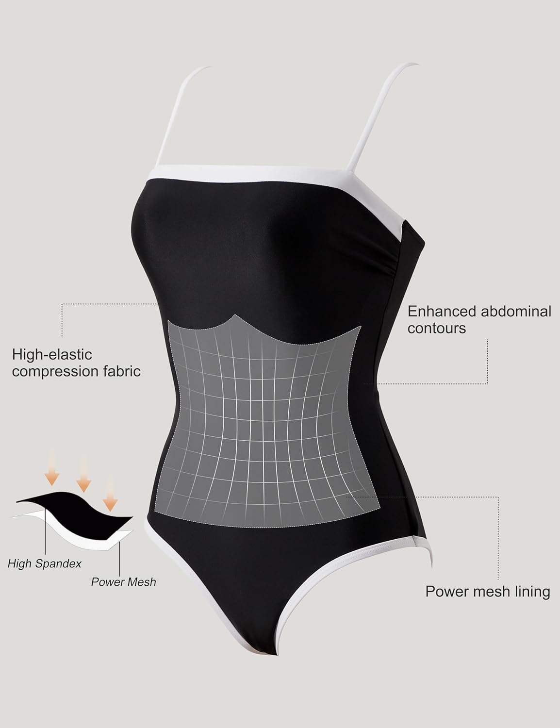 SUUKSESS Women One Piece Tummy Control Swimsuit Sexy Color Block Bathing Suit