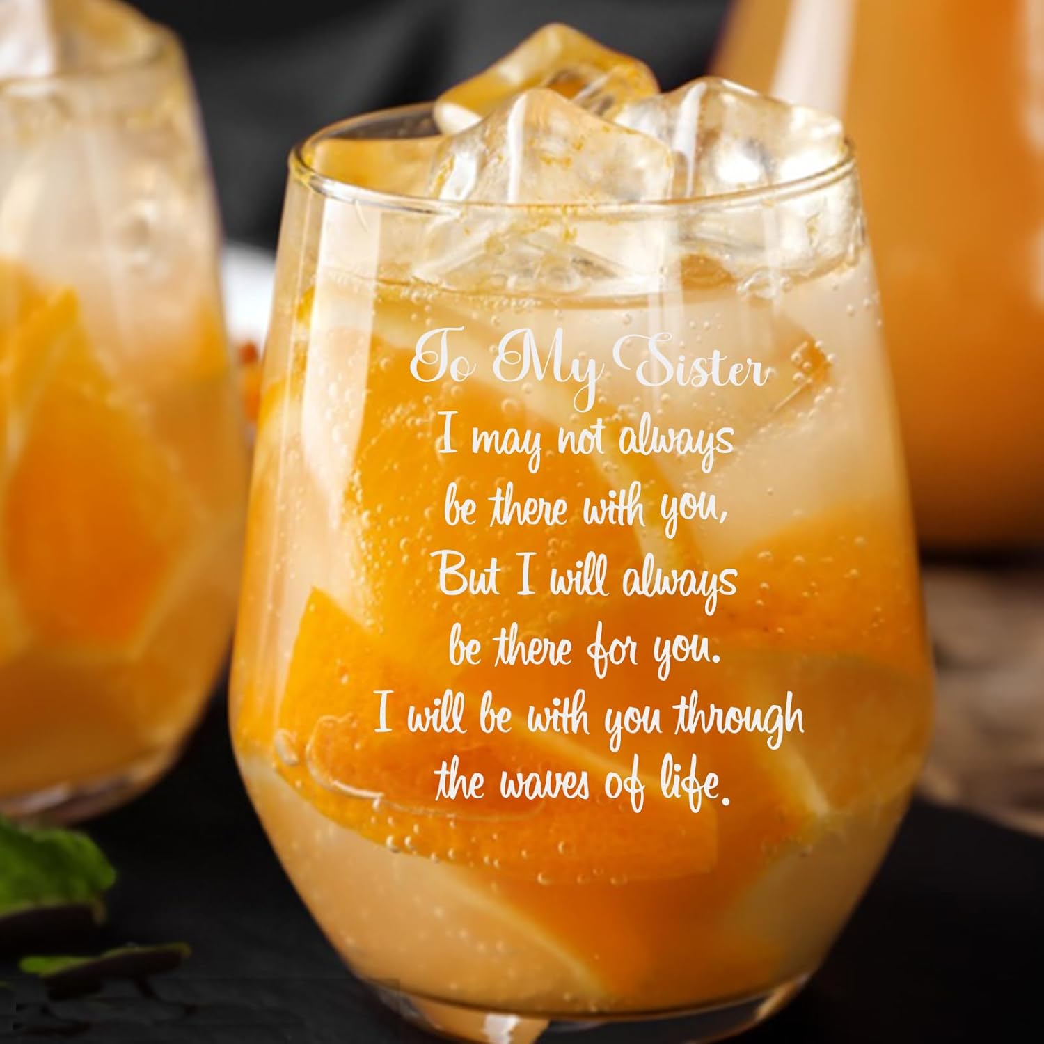 Sister Gifts from Sister,Little Sisters Gift For Christmas,Birthday,The Waves of Life We've Through Together Funny 15Oz Wine Glass（white - Image 5