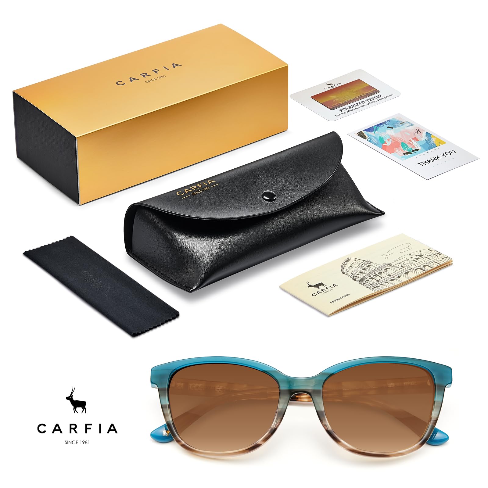 CARFIA Okulary Przeciwsłoneczne Kobiety Polarized UV400 Prostokątna Rama Damska do Biegania i Golfa CA5287
