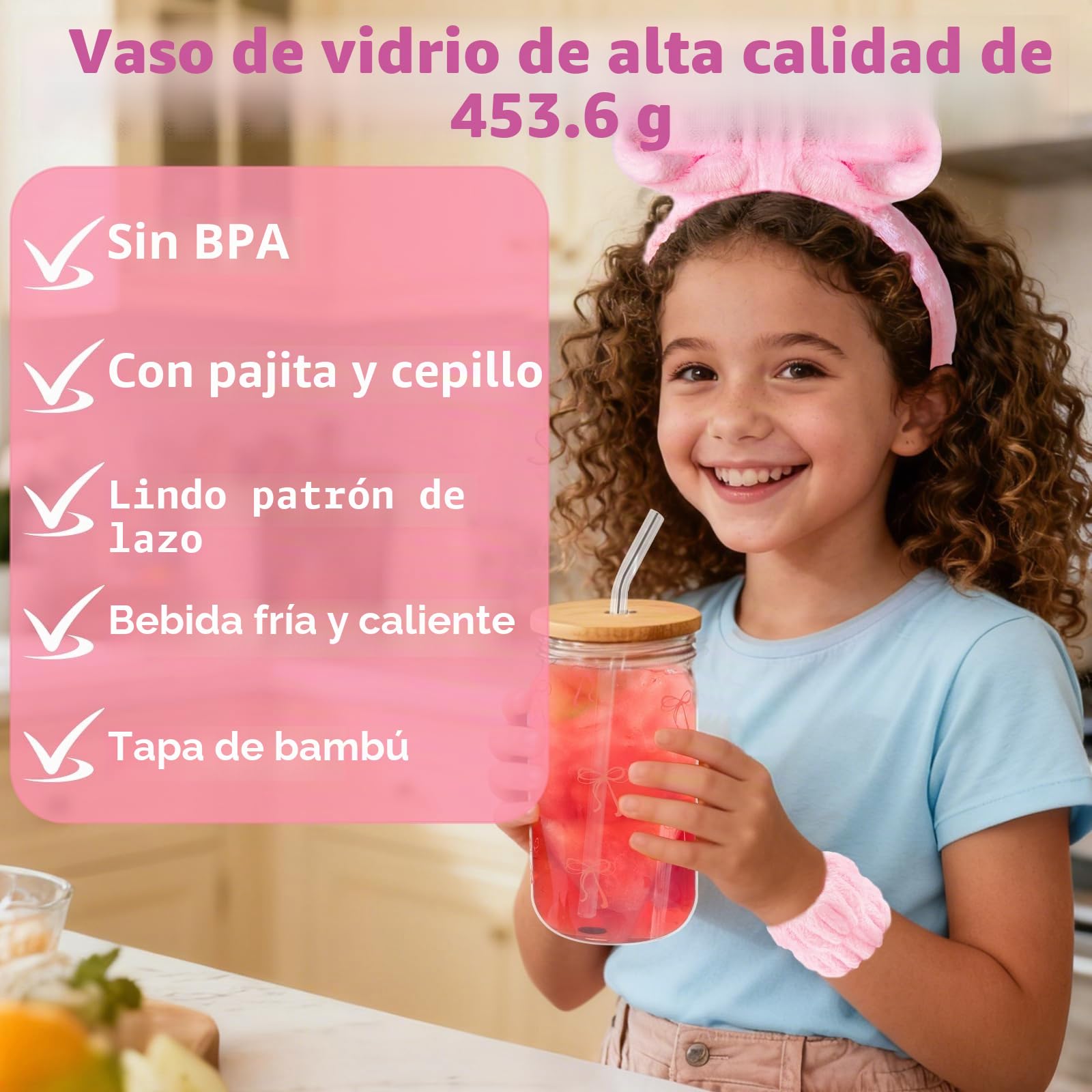 Regalos para niñas adolescentes de 9 a 16 años, regalo de cumpleaños para niñas, vaso de cristal, vaso con pajita y tapa, pincel de maquillaje, neceser de maquillaje, pulsera, calcetines