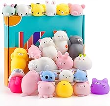 KUUQA 25Pcs Mochi Squishy Toys Kawaii Squishies Animals Panda Cat Paw Cute Mini Soft Squeeze Stress Reliever Balls Toys Birthday Party Bag Gifts Favours for Kids Adult