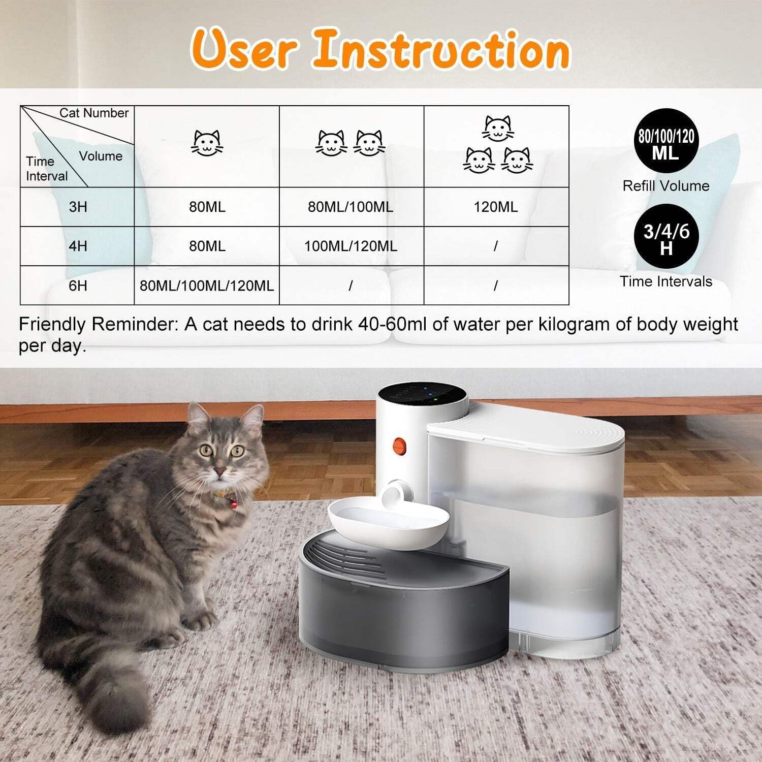 Smart Pet Water Fountain for Cats & Dog, 3L Automatic Water Dispenser with Touch Control, Adjustable Volume, Rechargeable Cordless Cat Fountain for Indoor Pets, Feeding & Watering Supplies |Fountain|