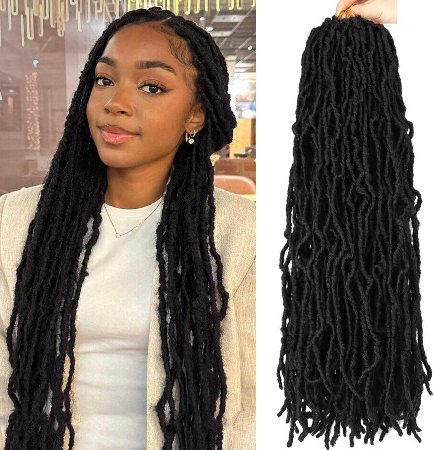 8 Packs Soft Locs 24 Inch Faux Locs Crochet Hair for Butterfly Locs Distressed Locs Crochet Hair for Women (24 Inch(Pack of 8), 1B)