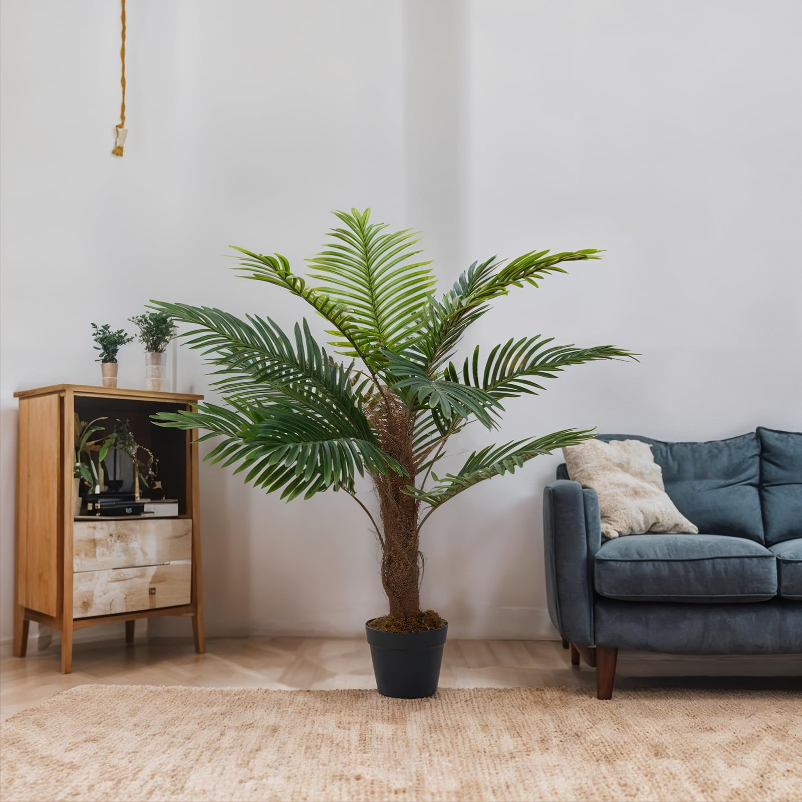 Warmiehomy Outdoor Artificial Plants 90cm Large Fake Palm Trees in Pot Green Faux Decorative Faux Plant for Garden Indoor Home Ofiice Bedroom Front Porch Decoration