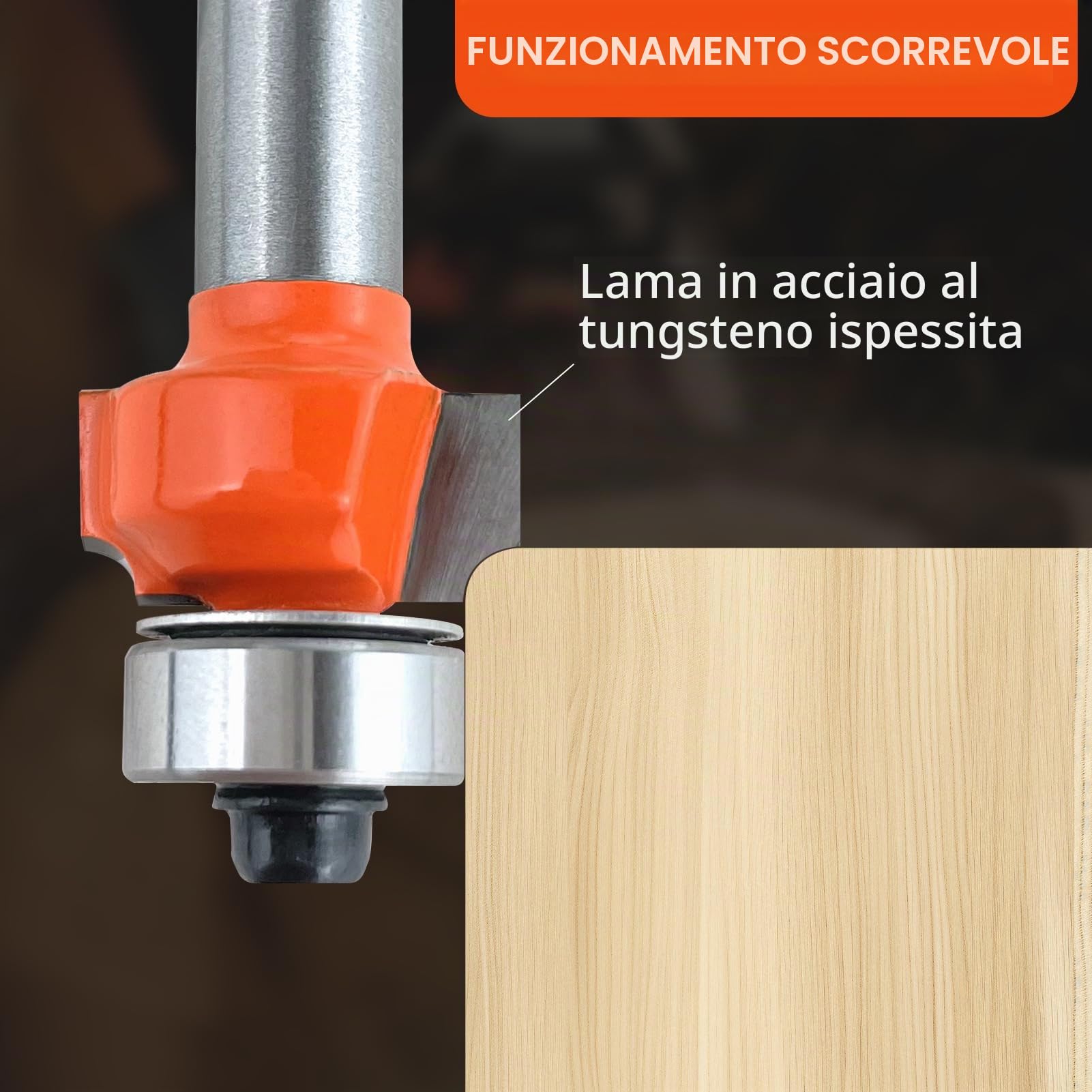 Fresa arrotondata da 8 mm, raggio di 2 mm, fresa rotonda standard, con cuscinetto a sfera, lama in metallo duro K10, per la lavorazione del legno, fai da te, per la fresa a a casa