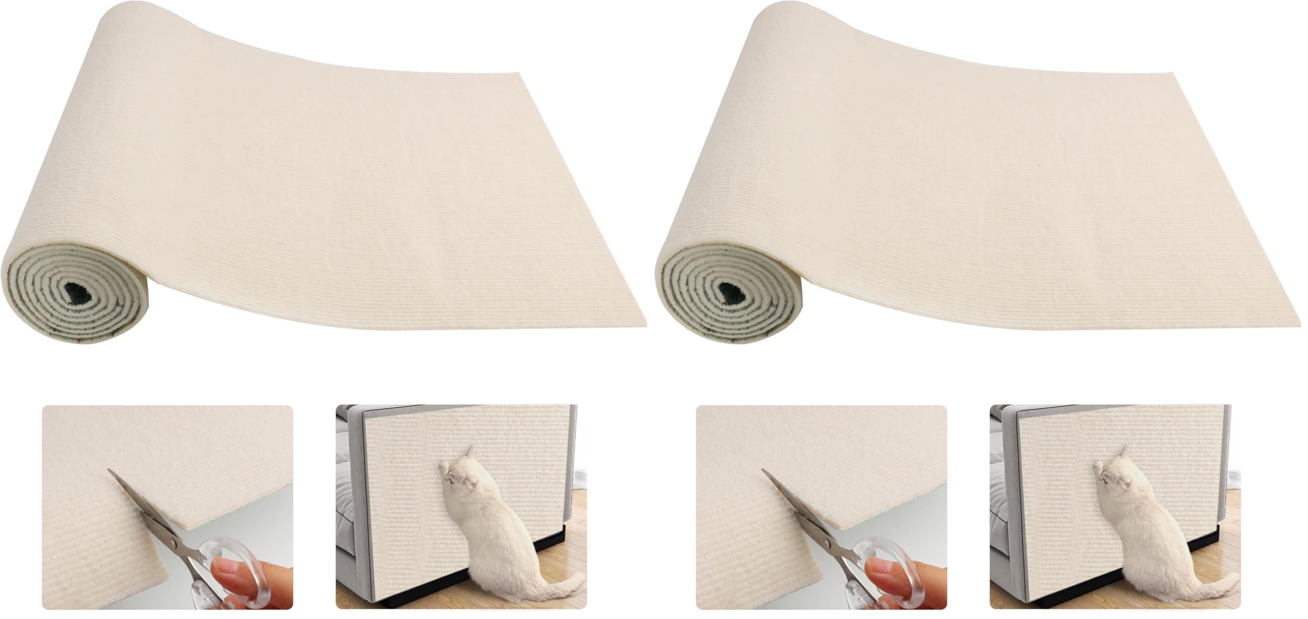 Protection canapé anti griffe chat : tapis griffoir découpable beige x2 - 8